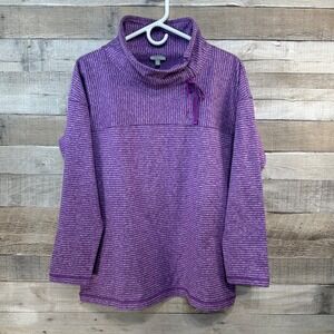 T by Talbots Womens Cowl Neck Pullover Athletic Top Purple Heather Size M‎